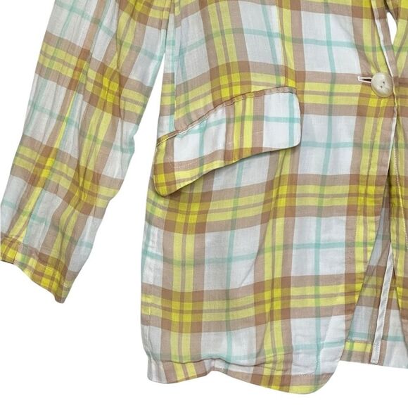 Rag and Bone Margot  Yellow White Plaid Lightweight Blazer | Size 4 - Picture 5 of 9